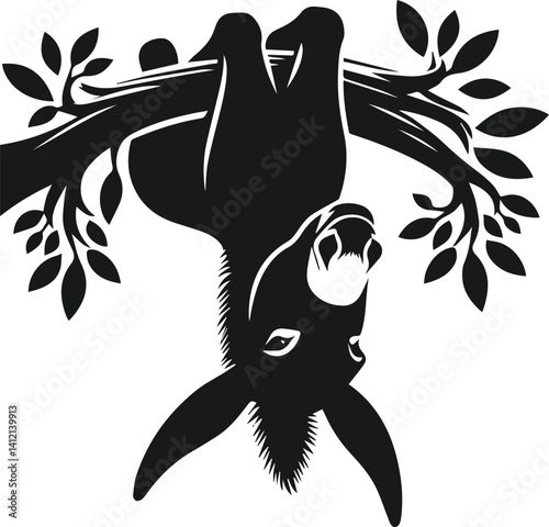 Vector silhouette of a donkey head peeking 