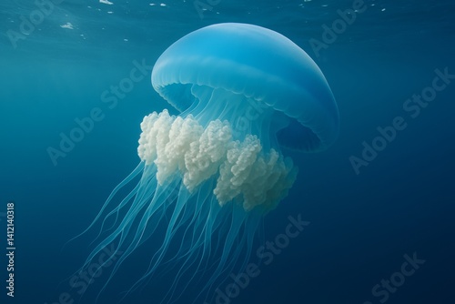 Elegant Jellyfish Gliding Through Serene Ocean Waters During a Calm Afternoon