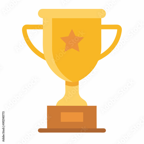 Gold trophy for place winner clipart vector art and illustration 