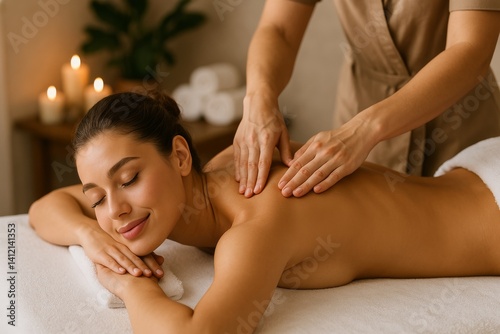 Relaxing Massage Session at a Tranquil Spa With Soft Lighting and Calming Atm...