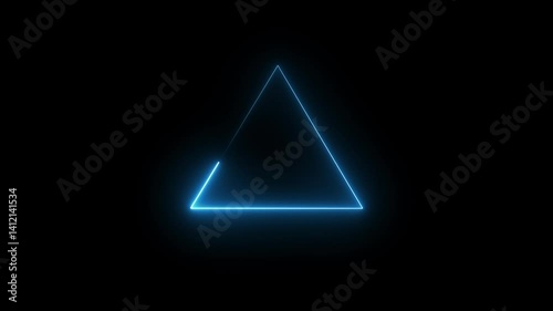  Abstract neon triangle frame animation. Neon triangle shape, Seamless looping background. 