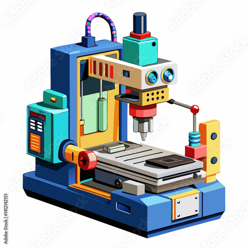 CNC Milling Machine Illustration