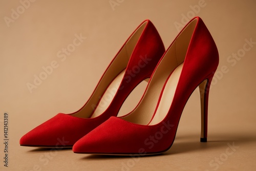Stylish Red High Heels on a Neutral Background for Fashion Enthusiasts