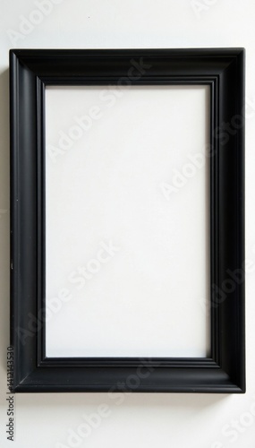 Classic black photo frame against bright white backdrop   image  photography prop  image frame