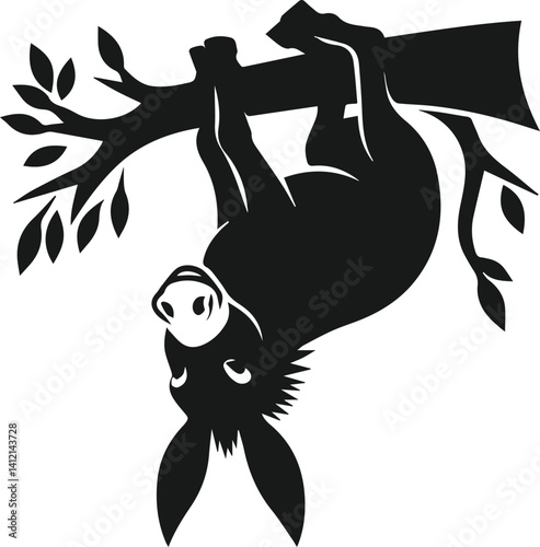 Vector silhouette of a donkey head peeking 