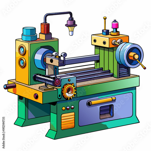 Lathe Machine Vector Illustration