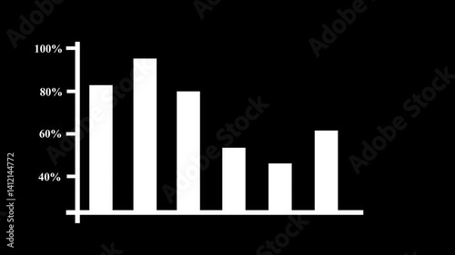 Abstract decreasing arrow business graph chart icon animation