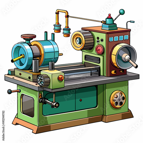 Lathe Machine Vector Illustration