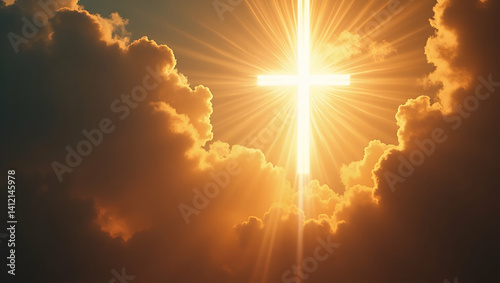 Ethereal Light and Sacred Imagery: Contemporary Art Celebrating the Ascension of Jesus - Premium Photo Stock for Spiritual Inspiration