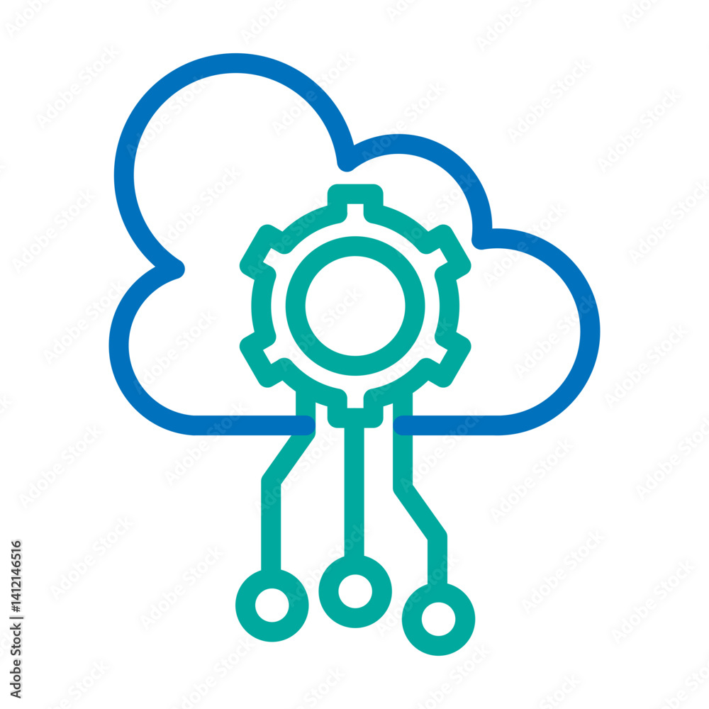 Future Technology Vector Line Dark Blue with Bluish Green Icon Design Future Technology Vector Line Dark Blue with Bluish Green Icon Design