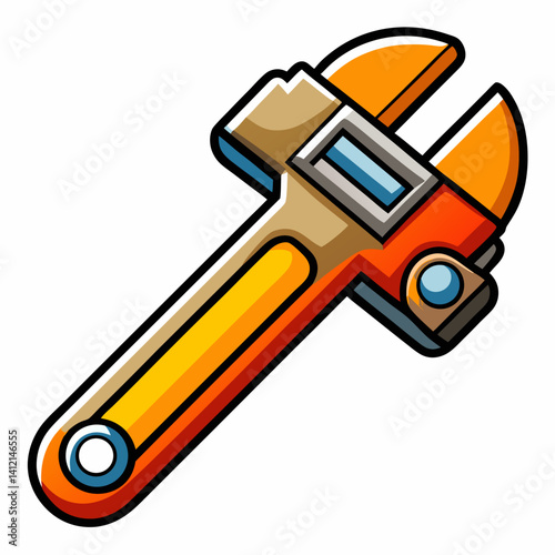 Adjustable Wrench White Background