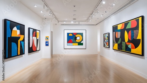 Modern art exhibition in gallery