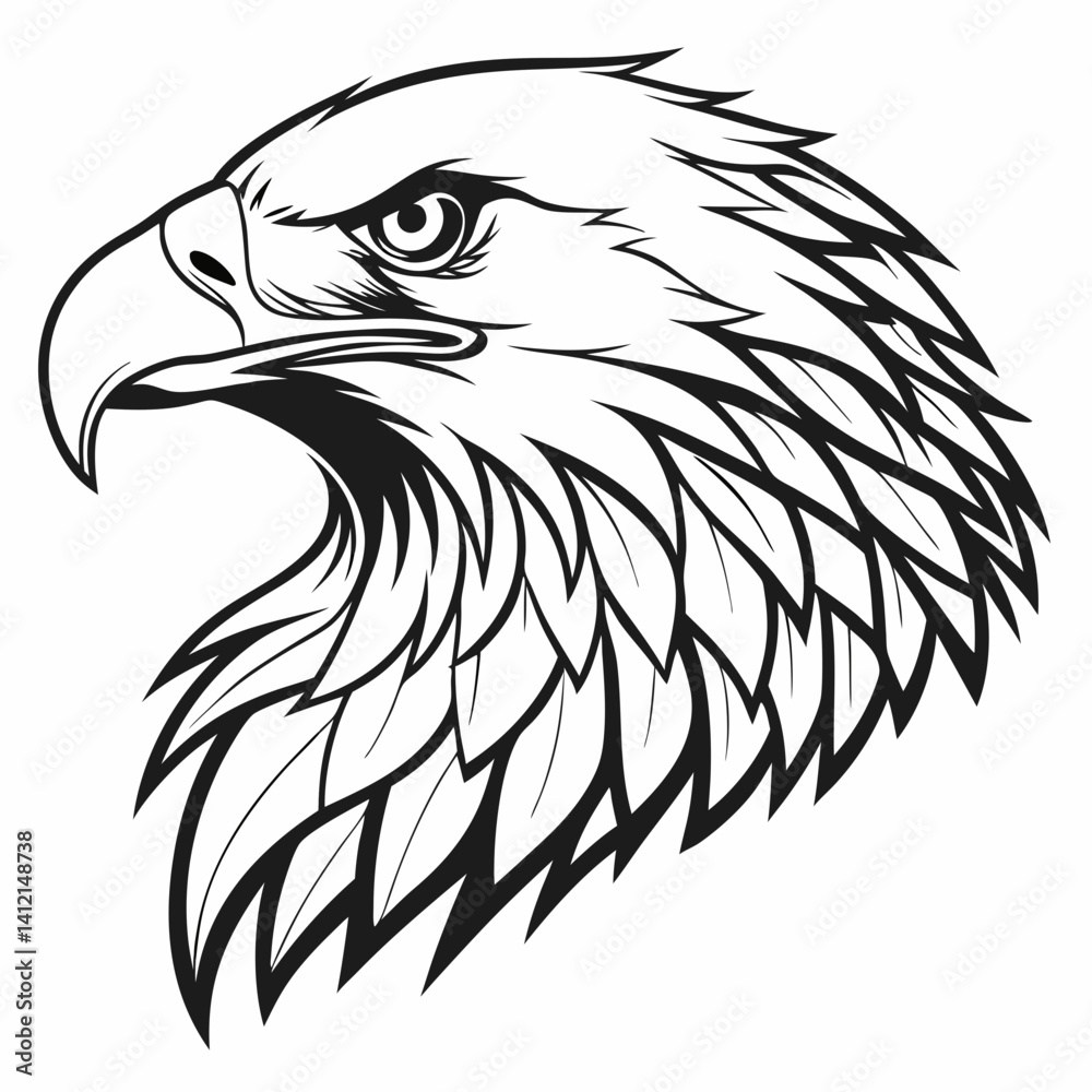 Fototapeta premium Eagle Head Vector Illustration – Bold Animal Graphic Design for Digital Projects