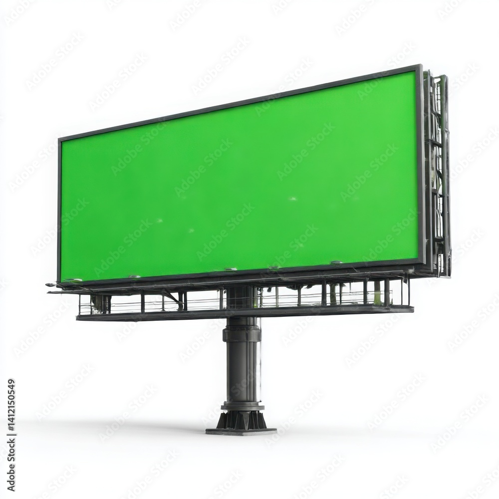 Obraz premium A blank green billboard mockup isolated on a white background