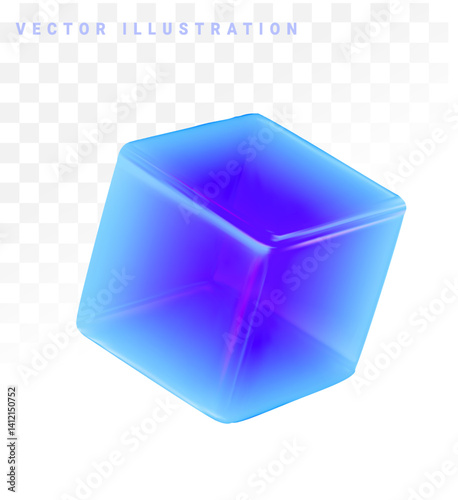 Blue glass cube. 3d vector illustration
