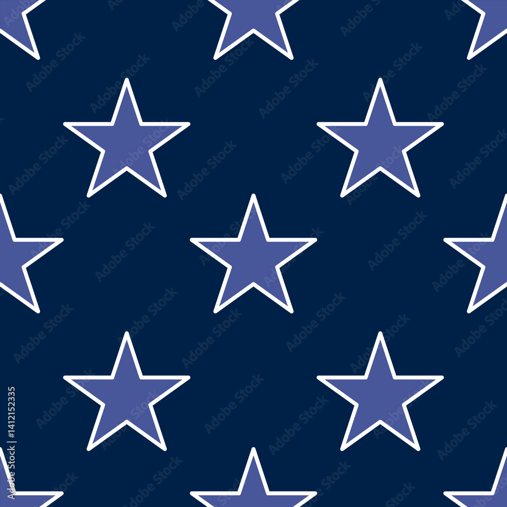 A repeating vector pattern of stars in shades of blue on a dark navy background. The stars are outlined in white, creating a striking contrast against the deep color. A repeating vector pattern of stars in shades of blue on a dark navy background. The stars are outlined in white, creating a striking contrast against the deep color.