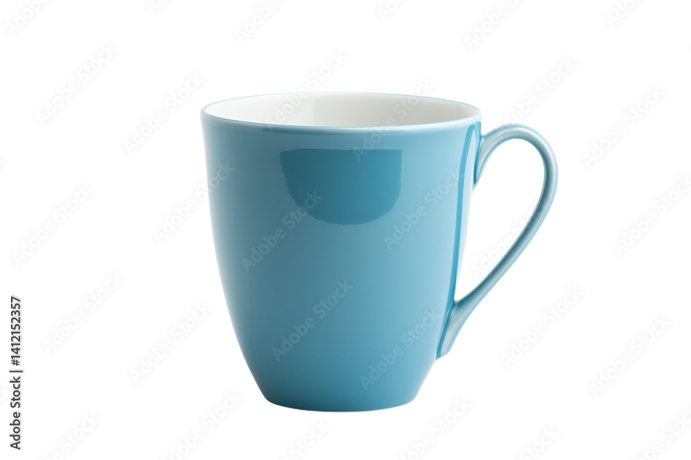A serene turquoise mug quietly rests on a beautifully lit table, inviting a moment of relaxation isolated on transparent background A serene turquoise mug quietly rests on a beautifully lit table, inviting a moment of relaxation isolated on transparent background