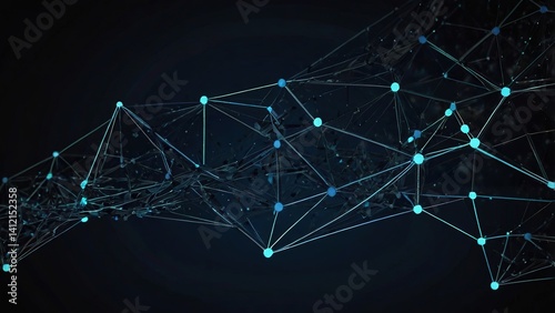 Abstract technology vector design concept with blue geometric network connection lines forming a digital communication pattern