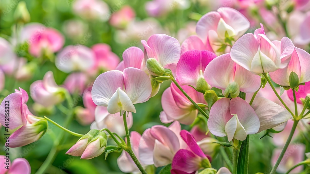 Pink and white tulips blossom in the spring garden, a beautiful floral display of nature's pink and white hues Pink and white tulips blossom in the spring garden, a beautiful floral display of nature's pink and white hues