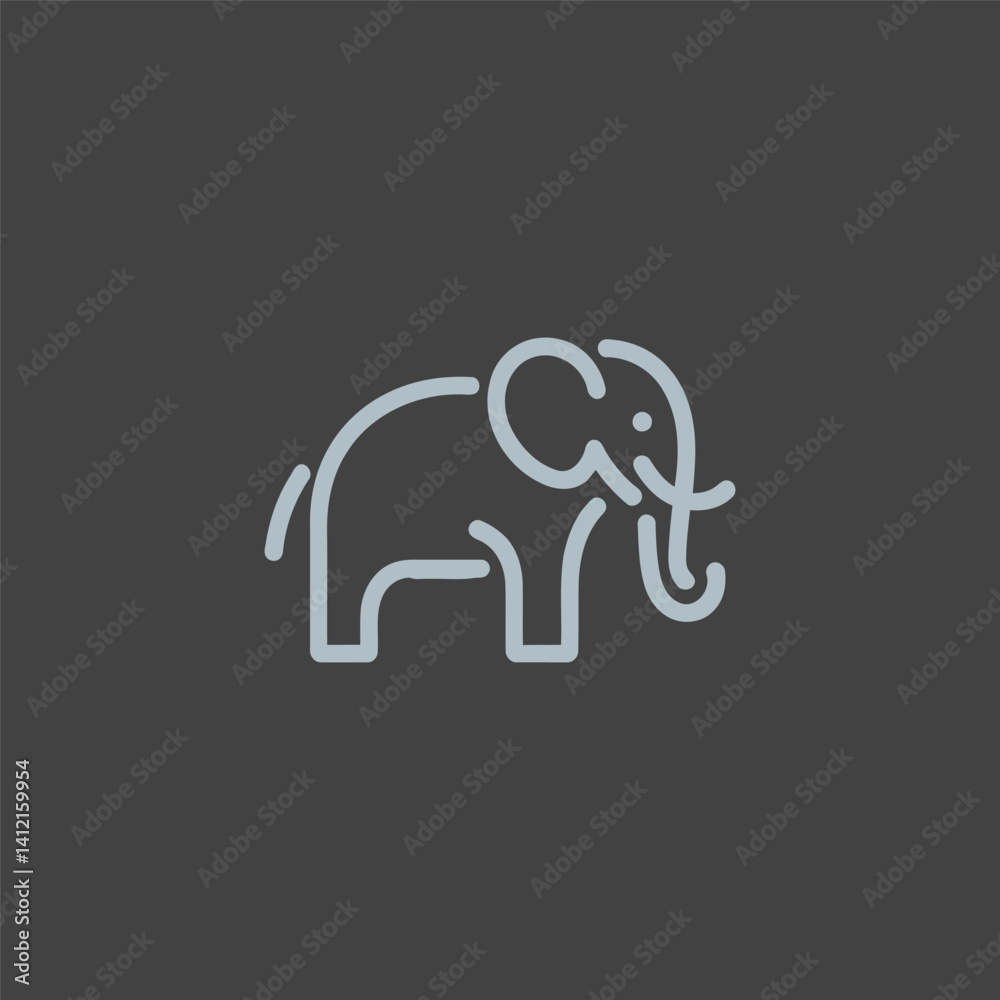 Elephant Line Art Logo – Calm and wise elephant in minimalist line art style. Elephant Line Art Logo – Calm and wise elephant in minimalist line art style.