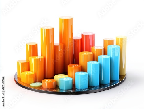 Colorful bar graph model for data visualization.