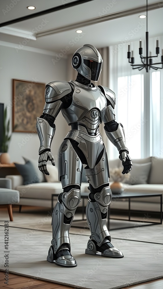 Fototapeta premium Advanced Robot in Stylish Living Room Setting