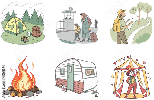 Camping Bundle. Homemade S'more Treat Collection Illustrations