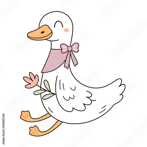 Cute silly goose clipart, isolated cartoon character. Silly goose on the loose. Silly goose meme shirt. Funny goose, hand drawn vector illustration in flat style.