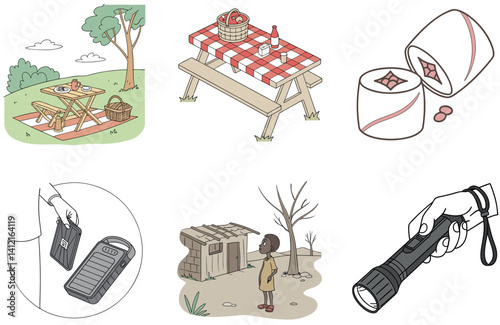 Camping Bundle. Mountaineers Everest Expedition Collection Illustrations