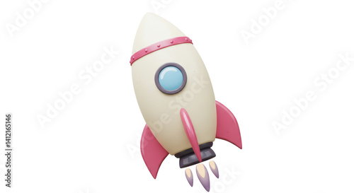 Fototapeta Naklejka Na Ścianę i Meble -  Isolated Cartoon Rocket Ship