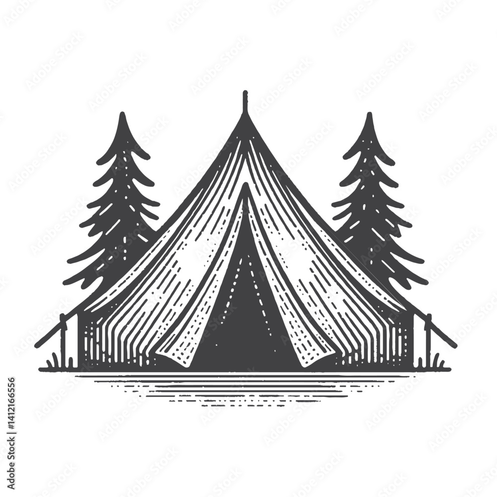 Obraz premium Simple Tents Vector Design – Vintage Logo & Retro Illustration