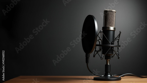Premium Podcast Microphone Setup: Capture Crystal Clear Audio with Elegant Design - Perfect for Your Photo Stock Collection photo