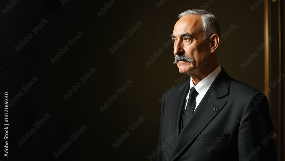 Distinguished Legacy of Atat?rk: Formal Portrait Emphasizing Visionary Leadership, Integrity, and Modern Authority - Shaping Turkey's Future with Empty Space for Text Distinguished Legacy of Atat?rk: Formal Portrait Emphasizing Visionary Leadership, Integrity, and Modern Authority - Shaping Turkey's Future with Empty Space for Text