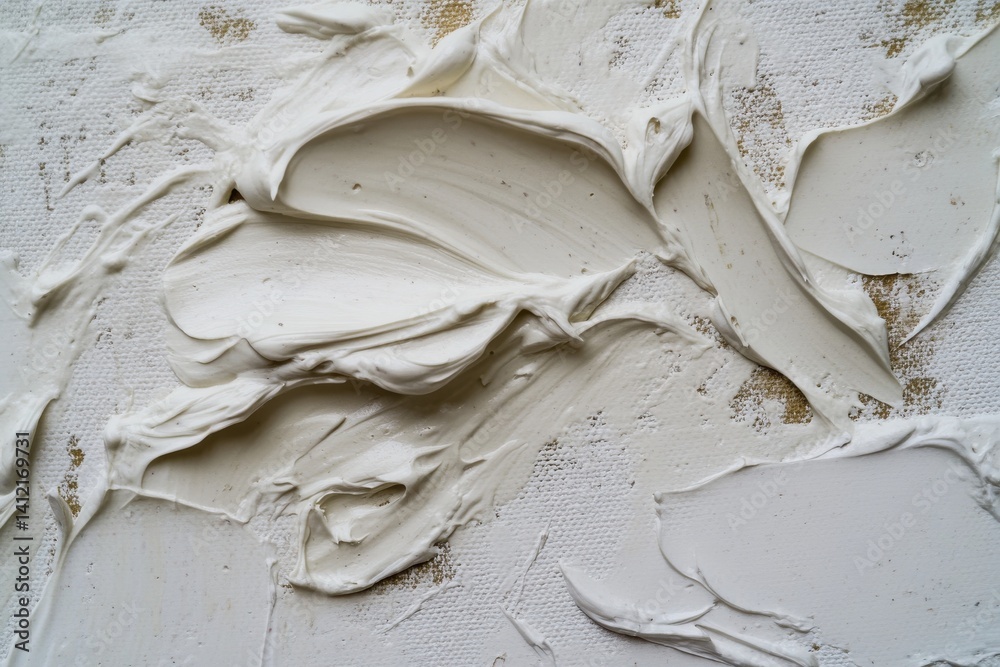 Abstract Texture: Thick white paint strokes create a three-dimensional effect on the canvas, capturing light and shadow in a tactile display. Abstract Texture: Thick white paint strokes create a three-dimensional effect on the canvas, capturing light and shadow in a tactile display.