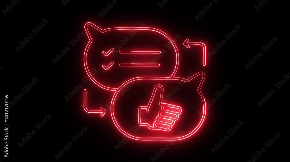 Glowing neon Conversation icon isolated on black background. HD Video motion graphic animation Glowing neon Conversation icon isolated on black background. HD Video motion graphic animation