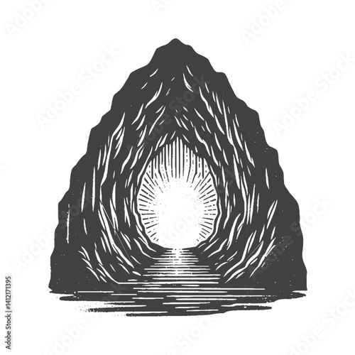 Simple Cave Hole Vector Design – Vintage Logo & Retro Illustration