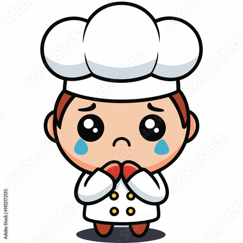 Sad chef cartoon character with tears (1)
