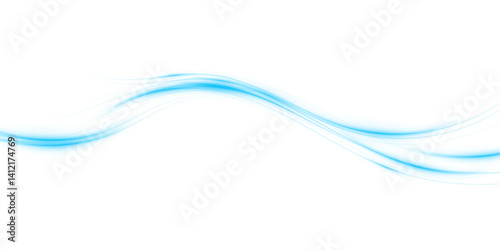 Glowing light line in blue color isolated on white. Futuristic neon line sign. 