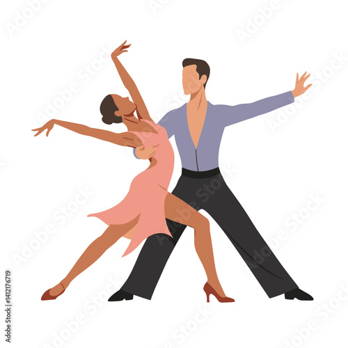 Latin dance couple performing passionate dance in vibrant style  