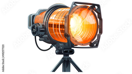 Professional constant light illuminator with curtains and fresnel for photography studios