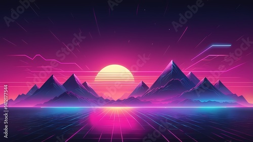 Retro 80s synthwave gradient with a soft glowing blur effect