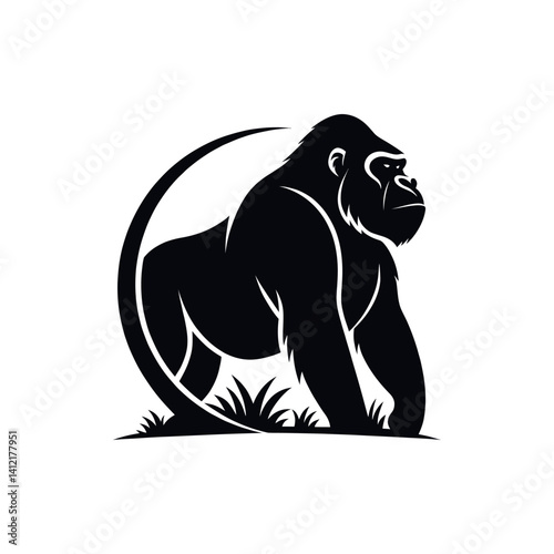 gorilla silhouette logo vector line art logo design