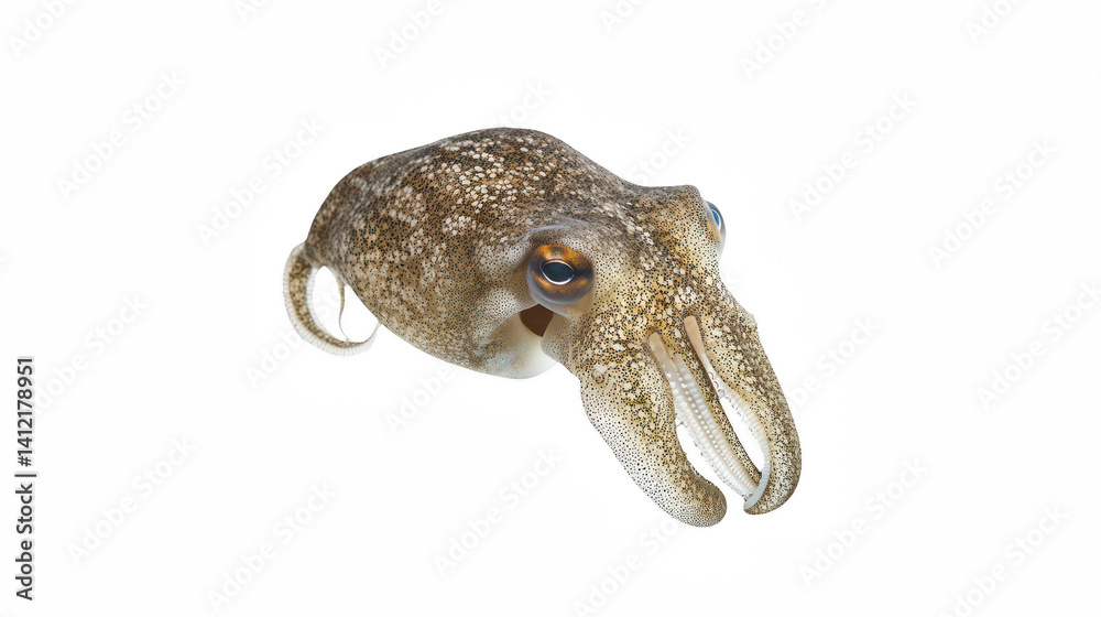 Obraz premium a close up of a squid's head on a transparent background, PNG image, PNG file, Generative art.
