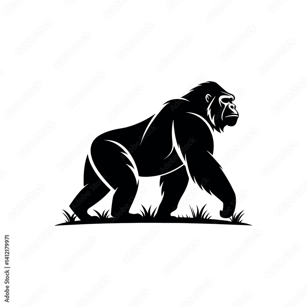 Fototapeta premium gorilla silhouette logo vector line art logo design