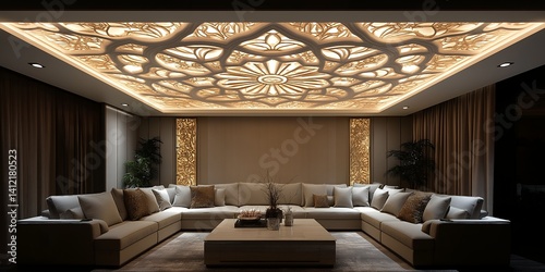 Modern living ceiling room ai generated art