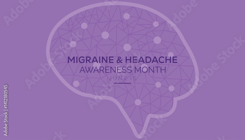 June is National Migraine and Headache Awareness Month. Vector template Design for banner, greeting card, poster, prints, social media post ,flyer , T shirt with background.