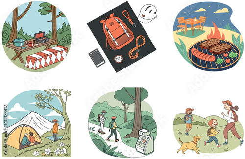 Camping Gathering. A Bundle of Cultural and Sacred Collection Illustrations