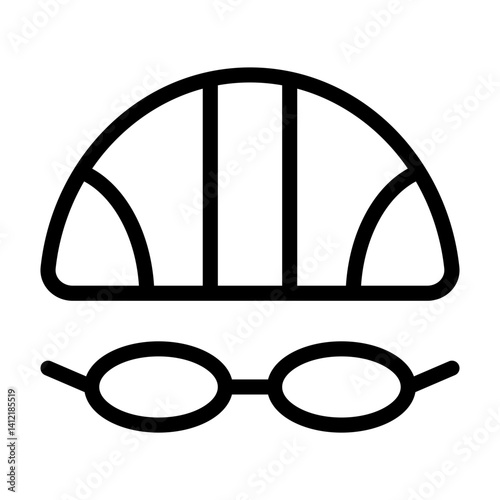 swimming cap and goggles vector icon for sports ecommerce flat stroke icon for apps and websites
