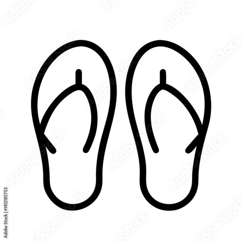 flip-flops fashion footwear casual summer beachwear - flat stroke icon for apps and websites
