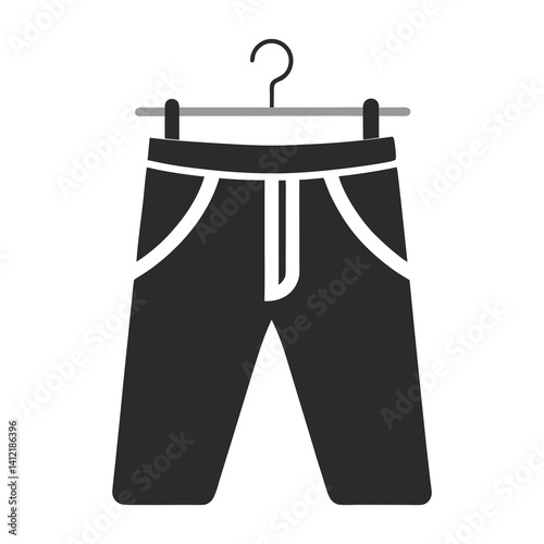Hanging pant icon of silhouette vector illustration on white background 